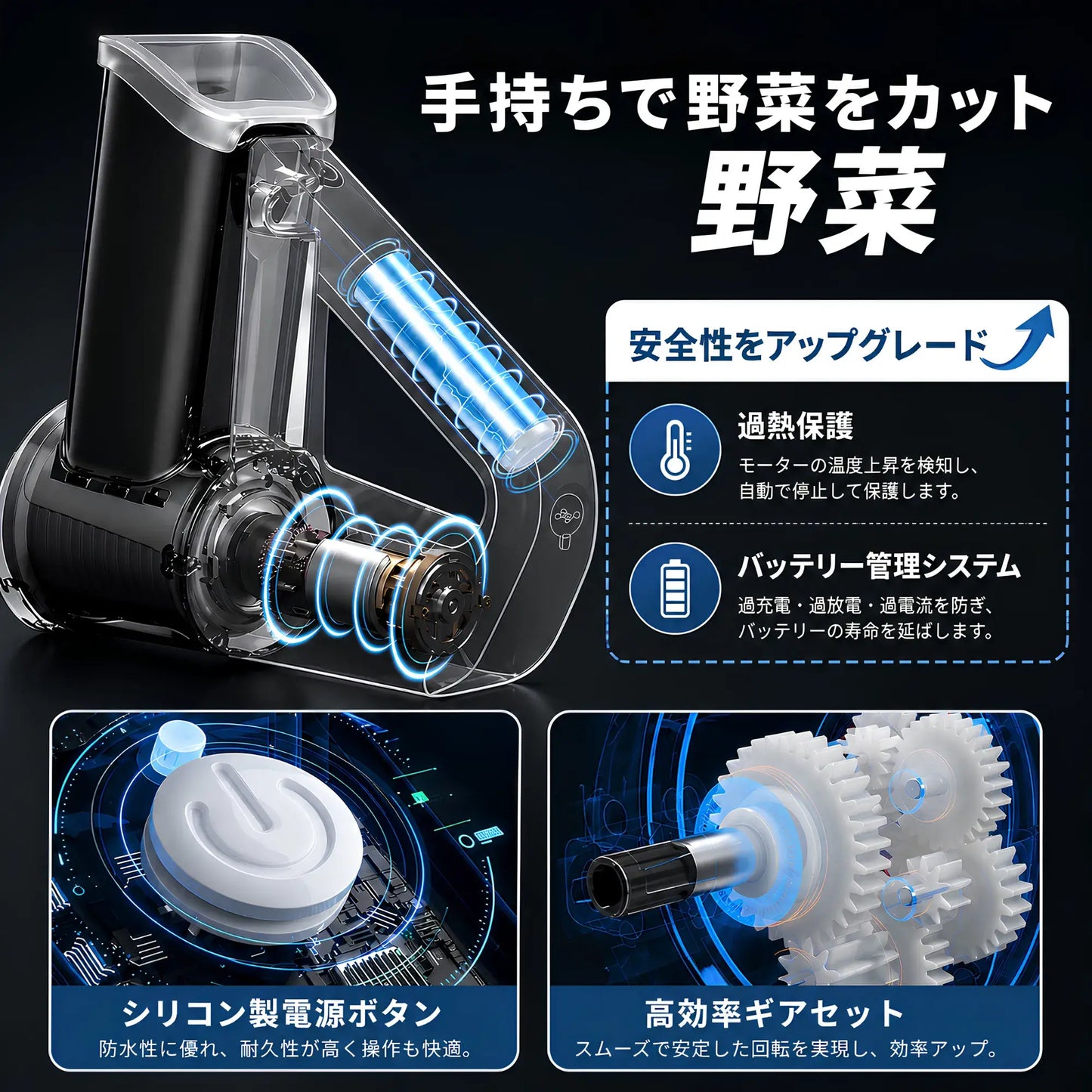 KitchenaOne™ コードレス電動マルチスライサー - 毎日の料理をもっと快適に