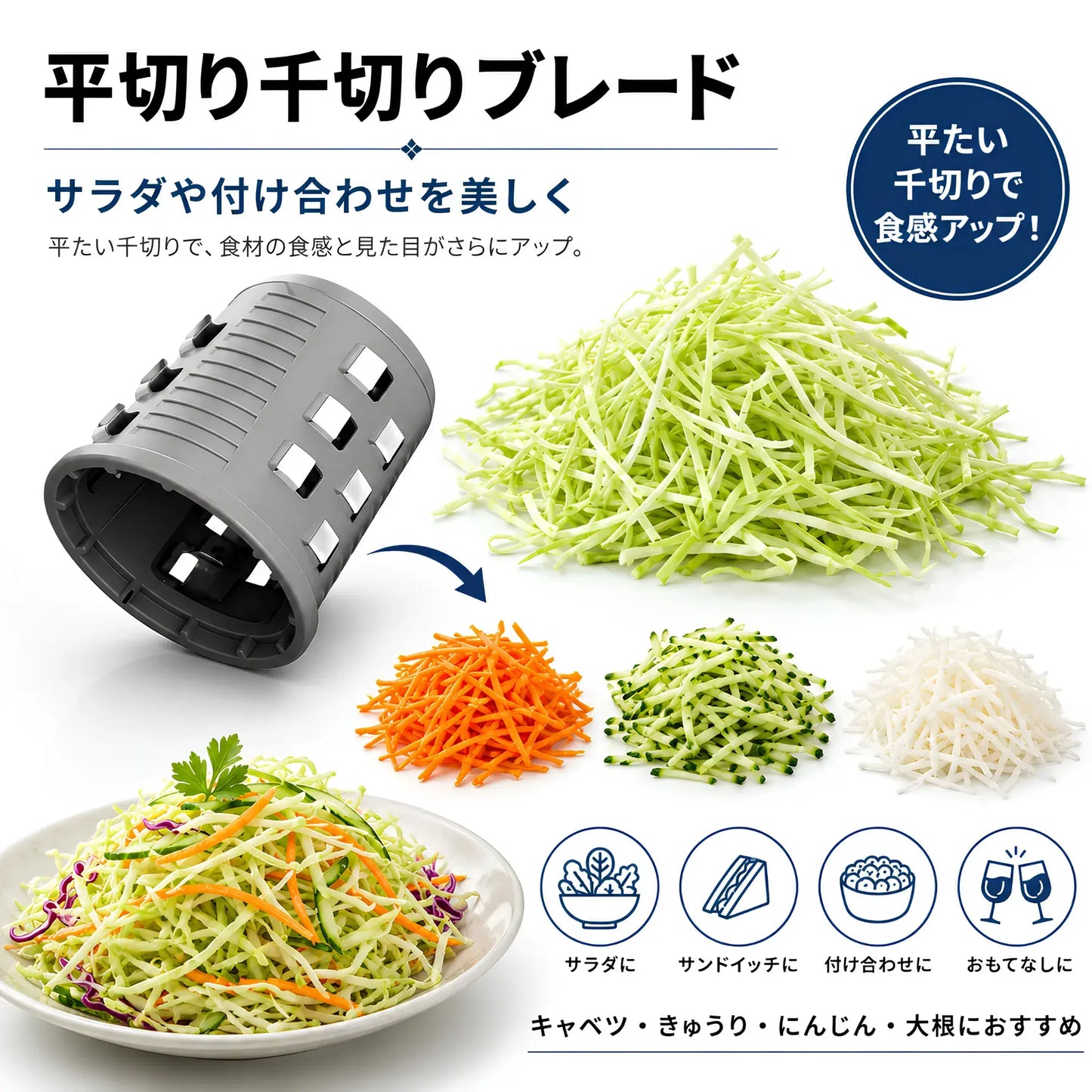 KitchenaOne™ コードレス電動マルチスライサー - 毎日の料理をもっと快適に