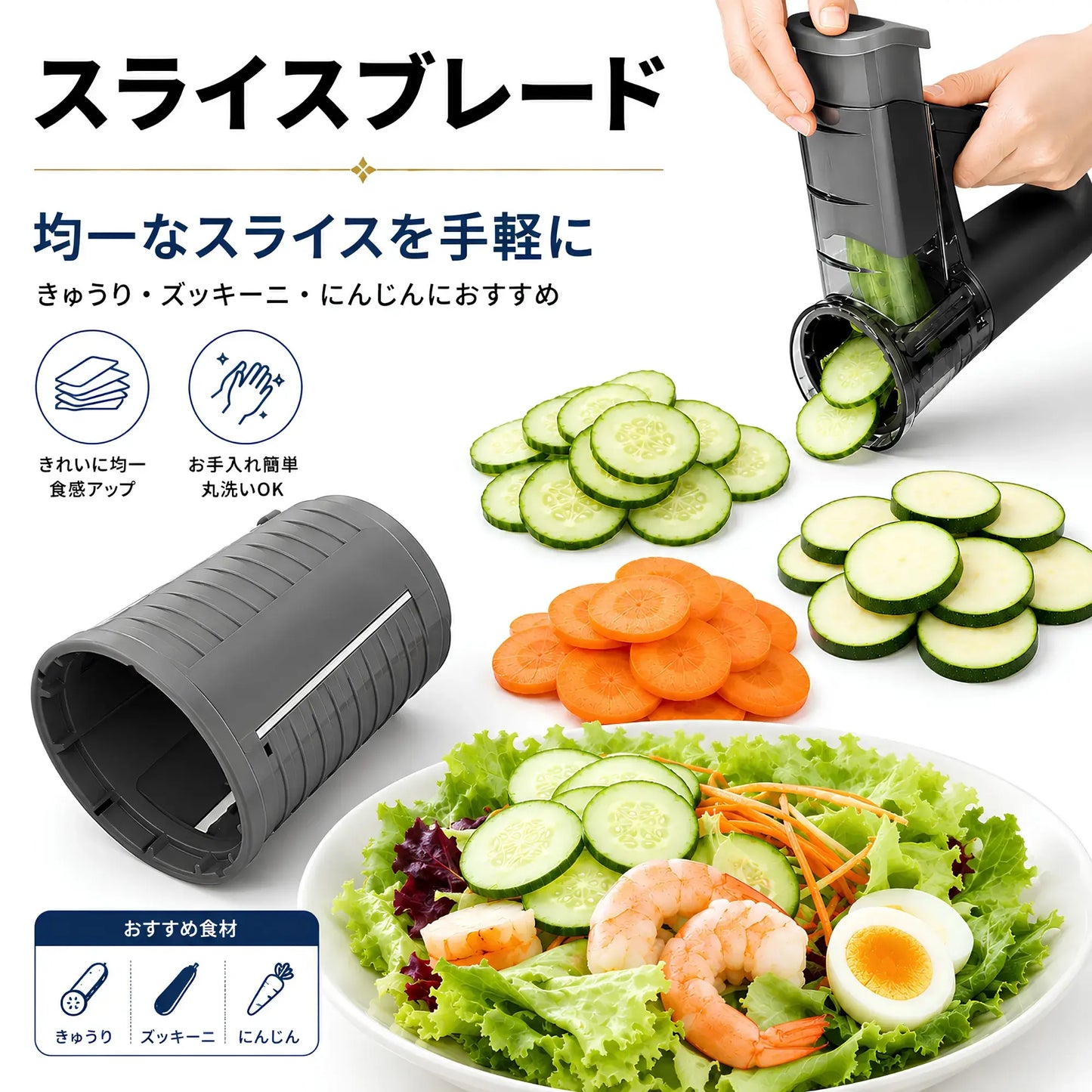 KitchenaOne™ コードレス電動マルチスライサー - 毎日の料理をもっと快適に